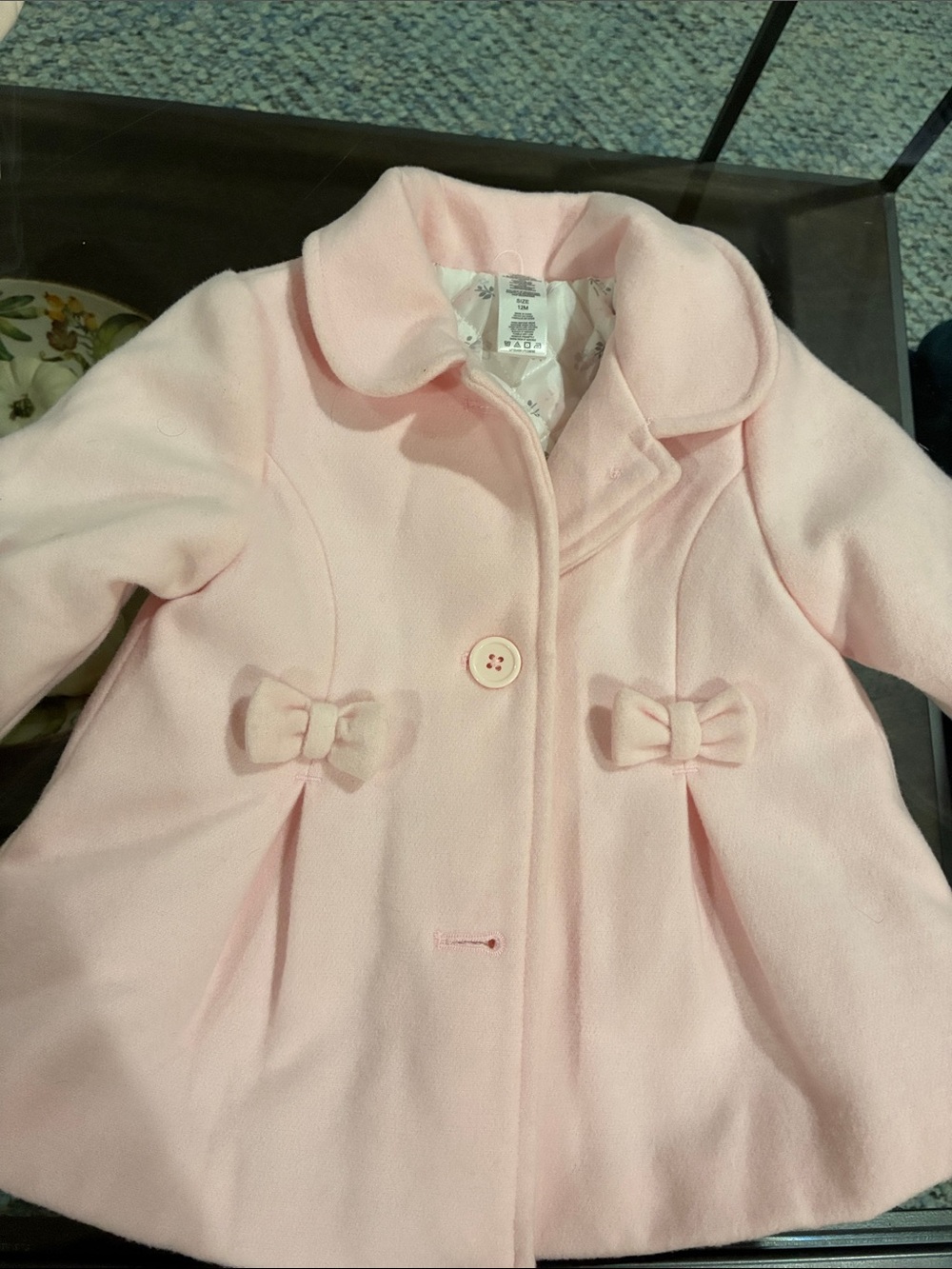 Girls' Pink Bow-Accent Coat - Classic Winter Jacket